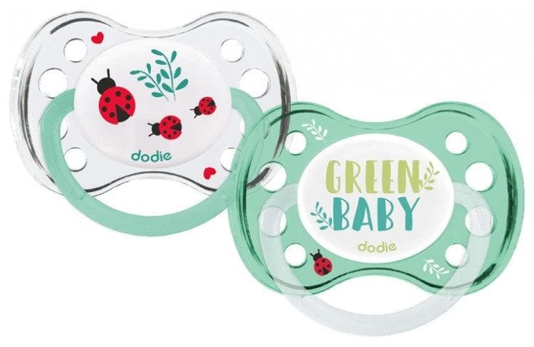 Dodie 2 Silicone Anatomical Soothers 6 Months and + N°A91 Model: Green Baby and Ladybugs