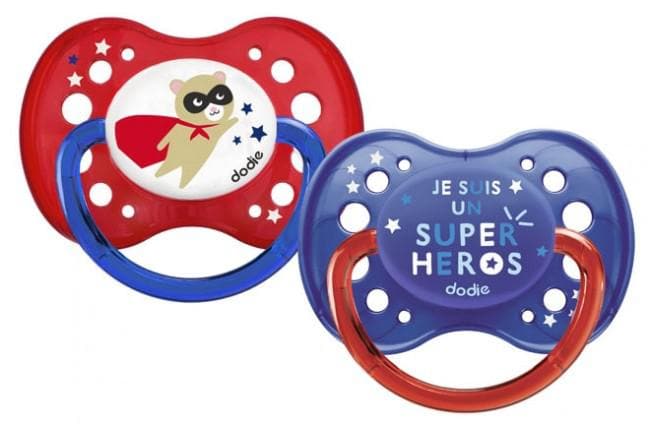 Dodie 2 Silicone Symmetric Soothers Duo Superhero 18 Months and + N°A85