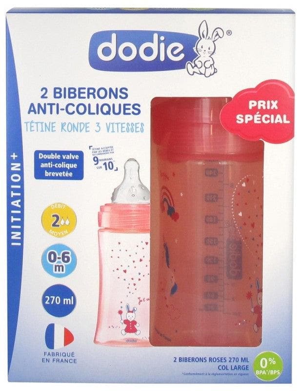 Dodie Anti-Colic Baby Bottle Initiation+ 270ml Flow 2 0-6 Months 2 Baby Bottles Model: Girl