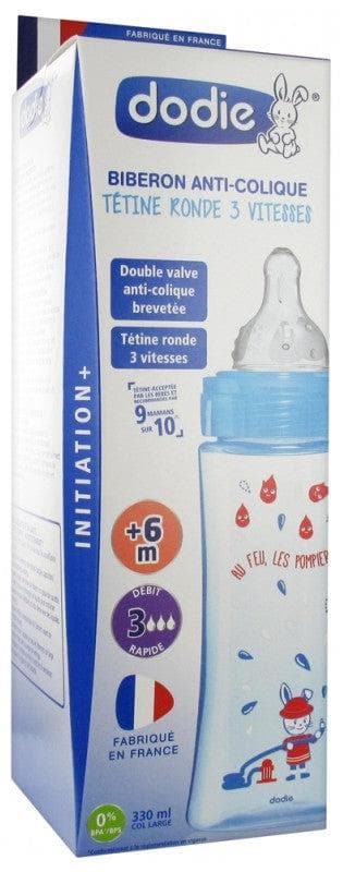 Dodie Baby Bottle Initiation+ 330ml Flow 3 6 Months + Colour: Blue