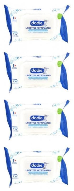 Dodie Dermo-Soothing Gentle Cleansing Wipes 4 x 70 Wipes