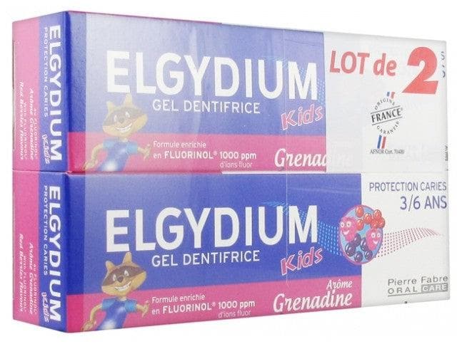 Elgydium Kids Toothpaste Gel Toothpaste Caries Protection 3/6 Years Old 2 x 50ml Flavour: Grenadine