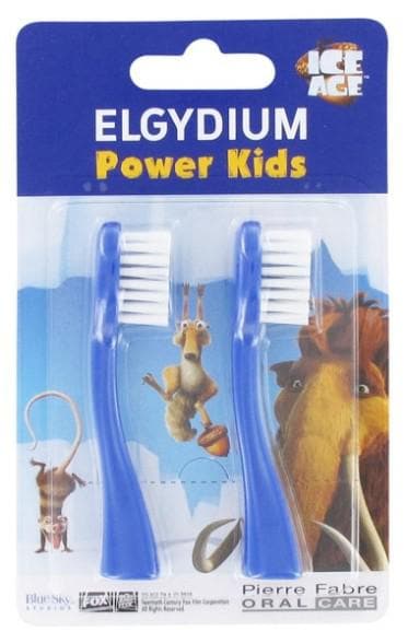 Elgydium Power Kids 2 Replacement Heads for Electric Toothbrush Power Kids Colour: Blue