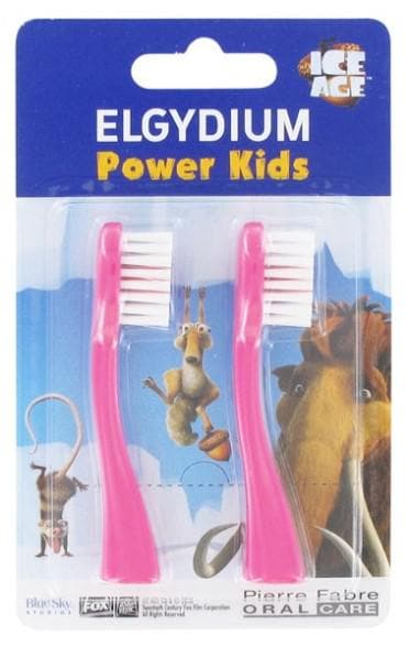 Elgydium Power Kids 2 Replacement Heads for Electric Toothbrush Power Kids Colour: Pink
