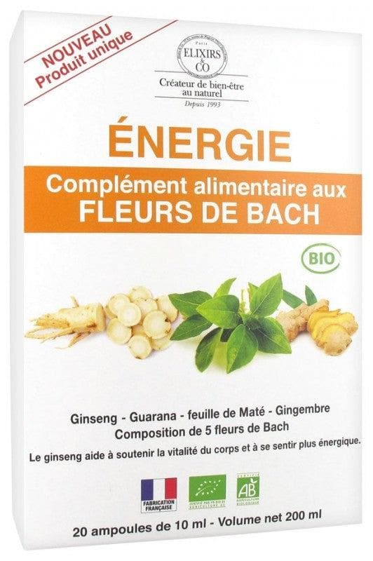 Elixirs & Co Organic Food Supplement with Bach Flowers Energy 20 Phials