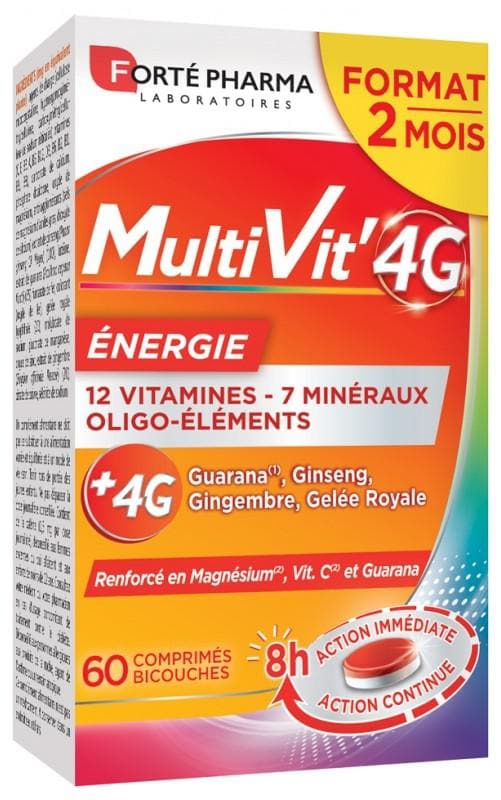 Forté Pharma MultiVit'4G Energy 60 Two-Layer Tablets