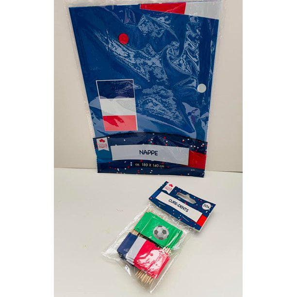 French Flag Fan Kit – with French Flag Table Cloth 180 x 140 cm Red, White and Blue