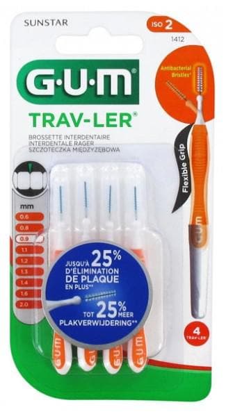 GUM Trav-ler 4 Interdental Brushes Model: 1412: 0,9 mm
