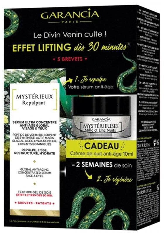 Garancia Mystérieux Repulpant 30ml + Mystérieuses Mille et Une Nuits Global Anti-Ageing Night Cream 10ml Offered