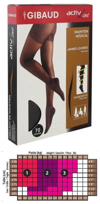Gibaud ActivLine Support Tights 70 Deniers Smoky Grey Size: Size 1
