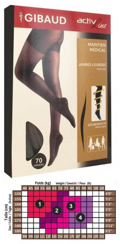 Gibaud ActivLine Support Tights 70 Deniers Smoky Grey Size: Size 2
