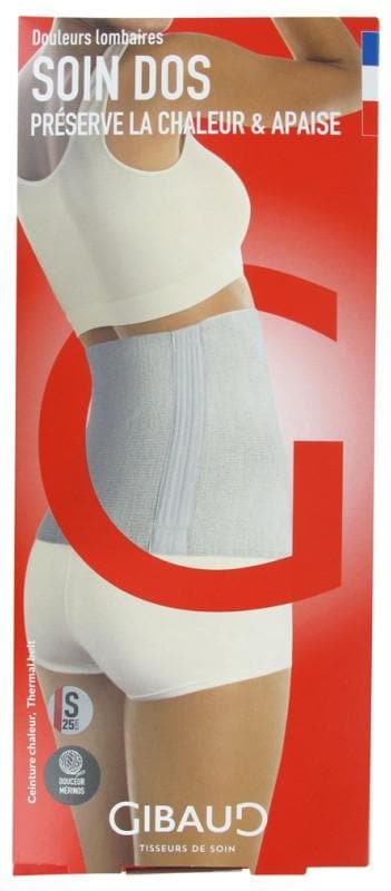 Gibaud Soin Dos Thermal Belt Grey Red Ribbon Height 25cm Size: Size S