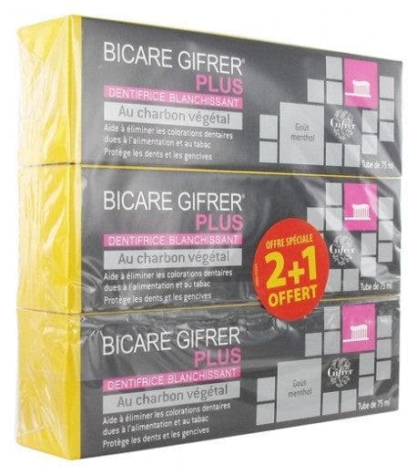 Gifrer Bicare Plus Whitening Toothpaste with Botanical Charcoal 3 x 75ml in which 1 Free