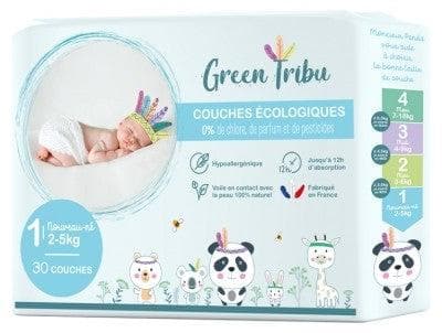 Green Tribu - Ecological Nappies 30 Nappies Size 1 (2-5 kg)