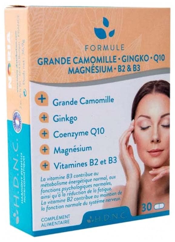 H.D.N.C Chamomile Ginkgo Coenzyme Q10 Magnesium Vitamins B2 and B3 30 Tablets