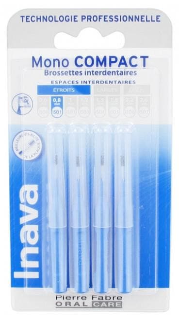 Inava Mono Compact 4 Interdental Brushes Size: ISO1 0,8mm
