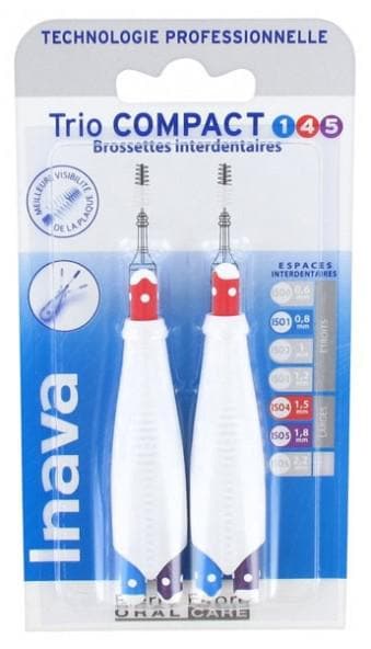 Inava Trio Compact 6 Interdental Brushes Size: ISO1/4/5 0,8/1,5/1,8mm