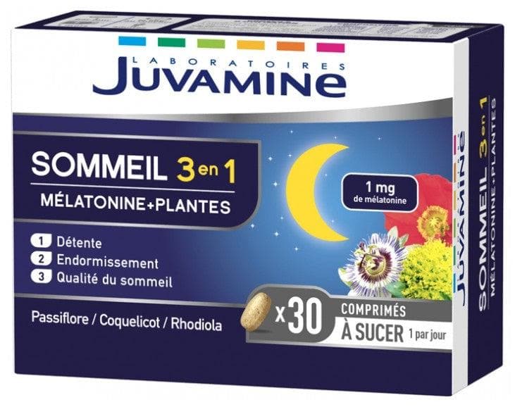 Juvamine Sleep 3in1 Melatonin + Plants 30 Sucking Tablets