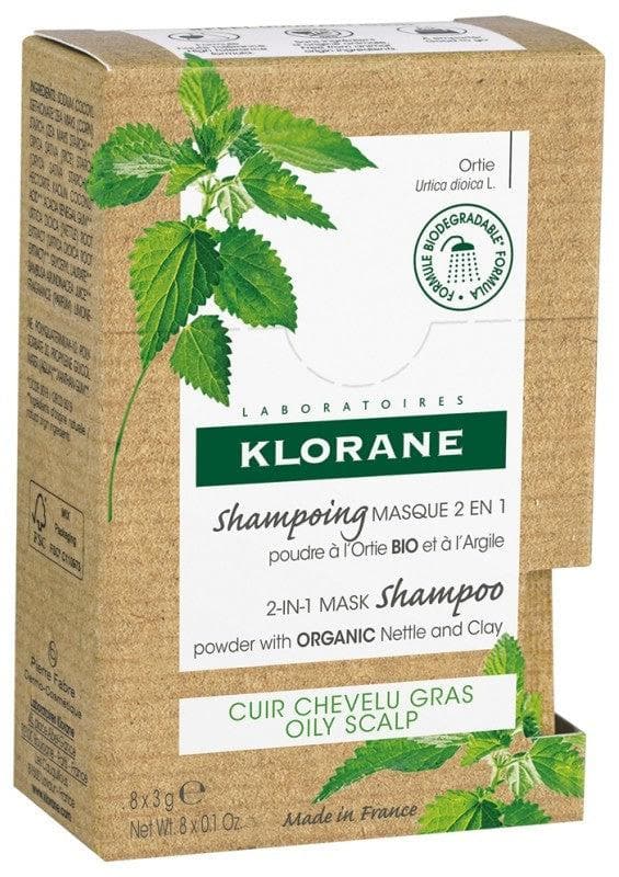 Klorane 2-in-1 Mask Shampoo Nettle and Clay Organic 8 Sachets