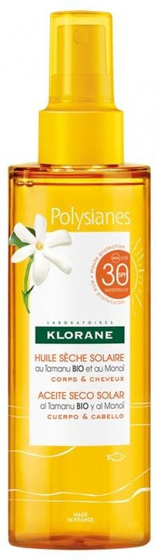 Klorane Polysianes Sun Dry Oil with Organic Tamanu and Monoï SPF30 200ml