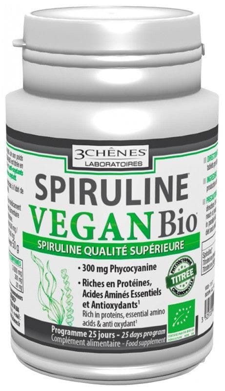 Les 3 Chênes Bio Spiruline from Organic Production 60 Tablets