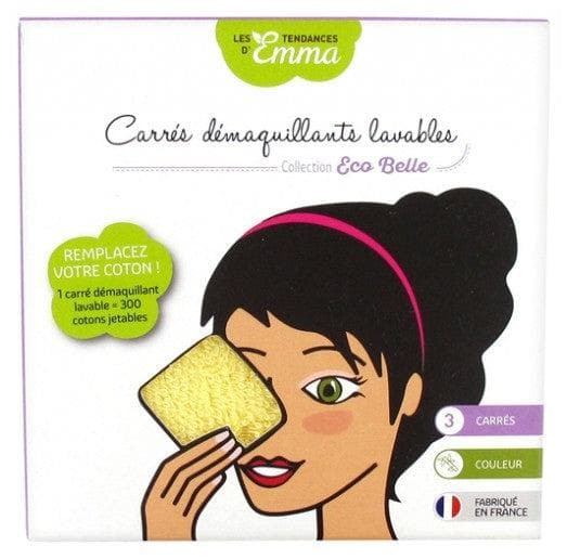 Les Tendances d'Emma Collection Eco Belle Washable Squares to Remove Make-Up 3 Coloured Squares