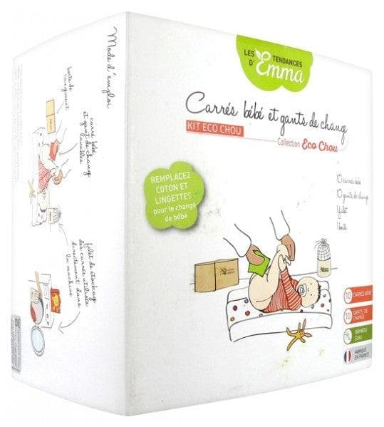 Les Tendances d'Emma Collection Eco Chou Kit Baby Squares and Change Gloves Bamboo Ecru