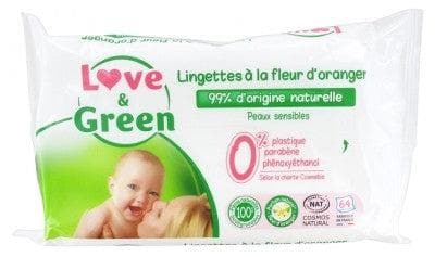 Love & Green - Wipes with Orange Blossom 64 Wipes