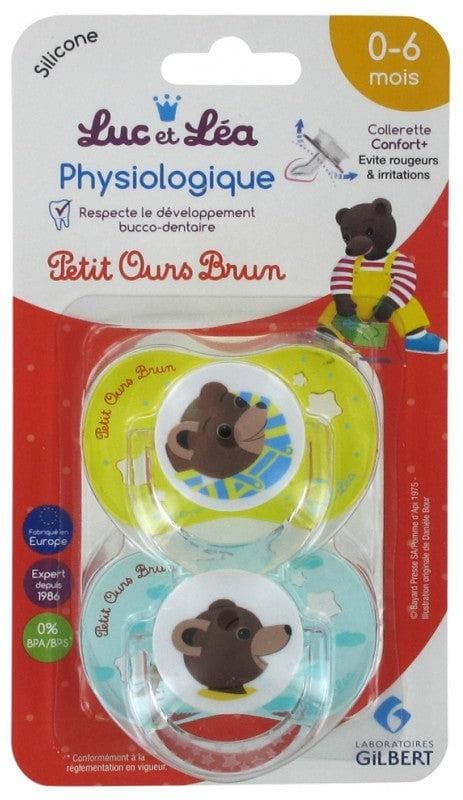Luc et Léa 2 Physiological Silicone Soothers With Ring 0-6 Months Model: Petit Ours Brun