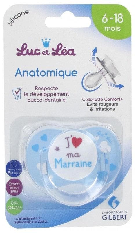 Luc et Léa Anatomical Silicon Soother with Ring 6-18 Months Model: J'aime ma marraine