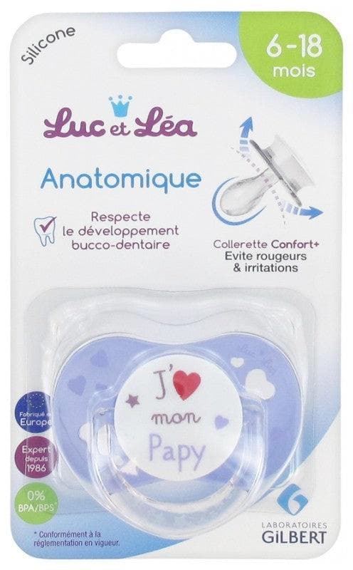 Luc et Léa Anatomical Silicon Soother with Ring 6-18 Months Model: J'aime mon papy