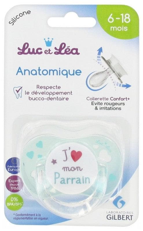 Luc et Léa Anatomical Silicon Soother with Ring 6-18 Months Model: J'aime mon parrain