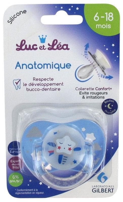 Luc et Léa Anatomical Silicone Soother with Ring + 6 Months Special Night Model: Célestin