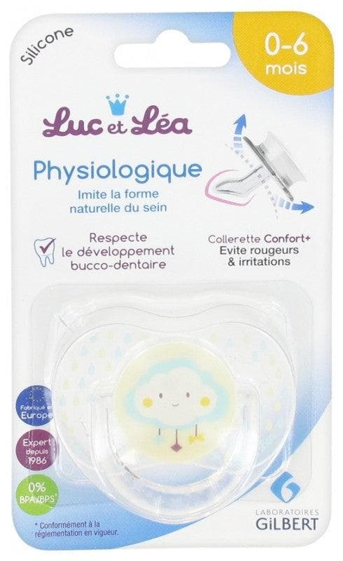 Luc et Léa Physiological Silicon Soother with Ring 0 6 Months Model: Cloud