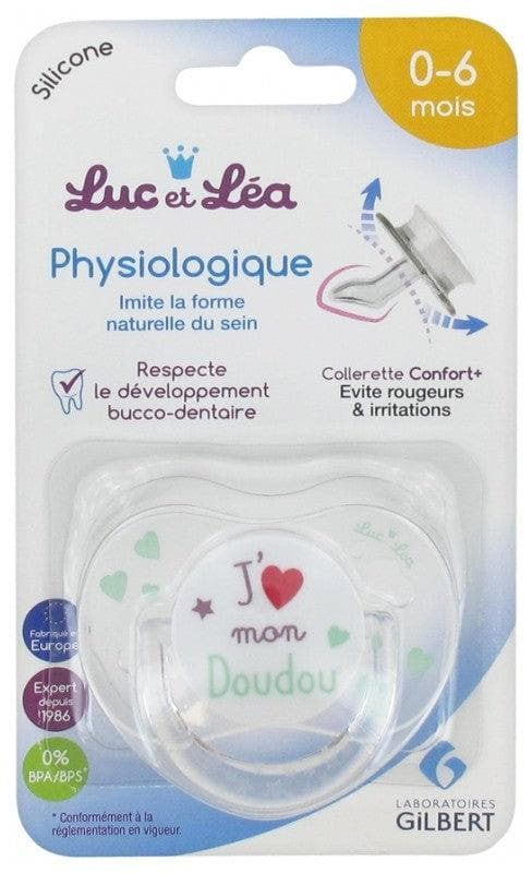 Luc et Léa Physiological Silicon Soother with Ring 0 6 Months Model: J'aime mon Doudou