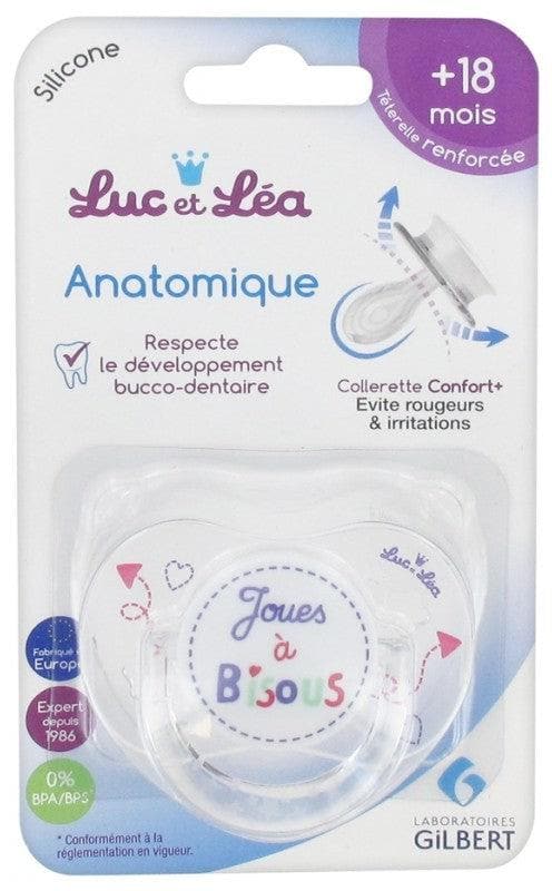 Luc et Léa Silicone Anatomic Soother with Ring + 18 Months Model: Cheeks for Kisses