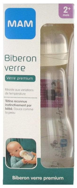 MAM Biberon Verre 260 ml Tétine Silk 2 Mois et +