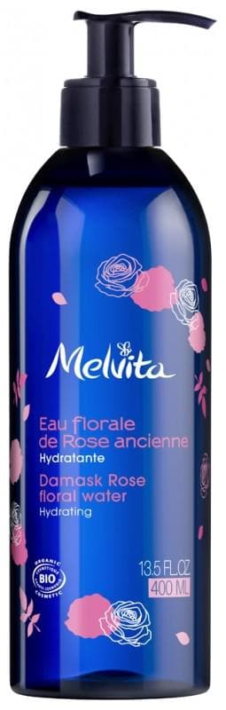 Melvita Organic Damask Rose Floral Water Pump Bottle 400 ml