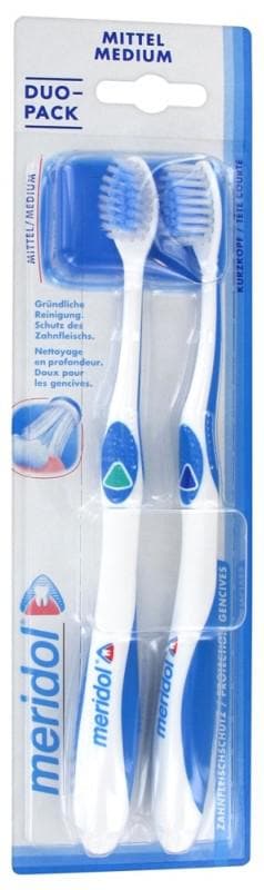 Meridol Duo-Pack Toothbrushes Medium Colour: Green and Blue