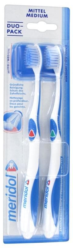 Meridol Duo-Pack Toothbrushes Medium Colour: Red and Green