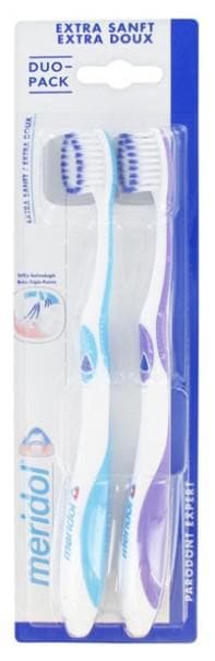 Meridol Parodont Expert Duo Pack Extra Soft Toothbrush Colour: Blue and Purple