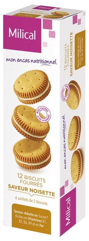 Milical 12 Dietetic Filled Biscuits Flavour: Hazel nut