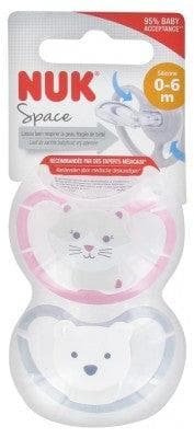 NUK - Space 2 Silicone Soothers 0-6 Months