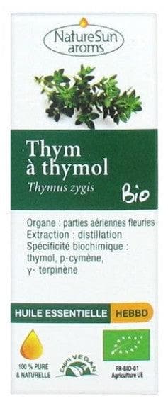 NatureSun Aroms Organic Essential Oil Thymol Thyme (Thymus Zygis) 10ml