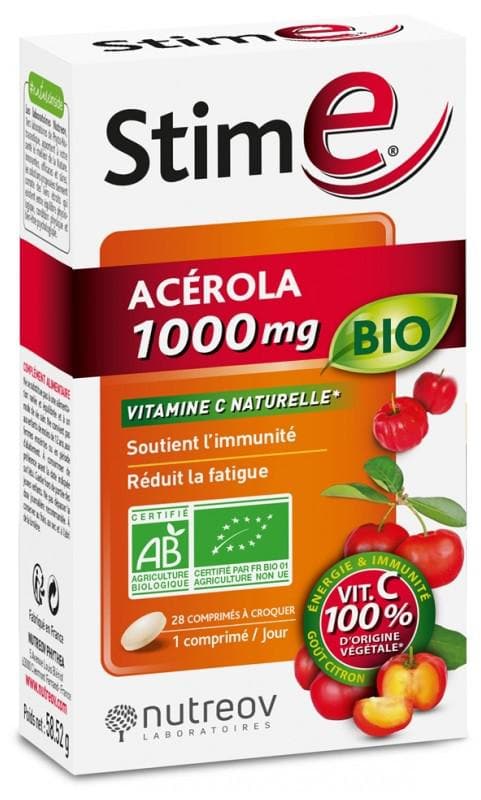 Nutreov Stim E Acerola 1000mg Organic 28 Chewable Tablets