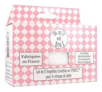 Oh qu'il est bio - 5 Washable Wipes in Tencel for the Baby Change