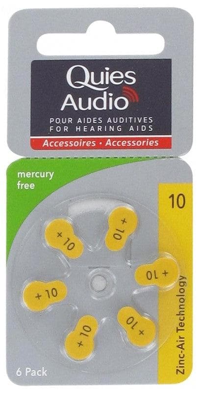 Quies Audio 6 Zinc Air Batteries for Hearing Aids (10)
