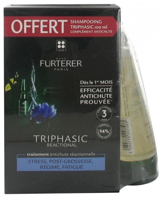 René Furterer Triphasic Reactional Ritual Anti-Hair Loss Reactional Treatment 12 Phials + Stimulating Shampoo 100ml Free