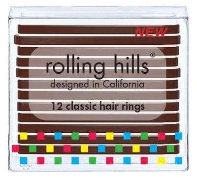 Rolling Hills - 12 Classic Hair Rings - Colour: Brown