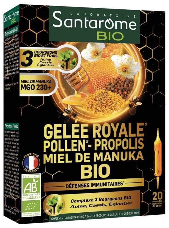 Santarome Bio Royal Jelly Pollen Propolis Manuka Honey Organic 20 Phials